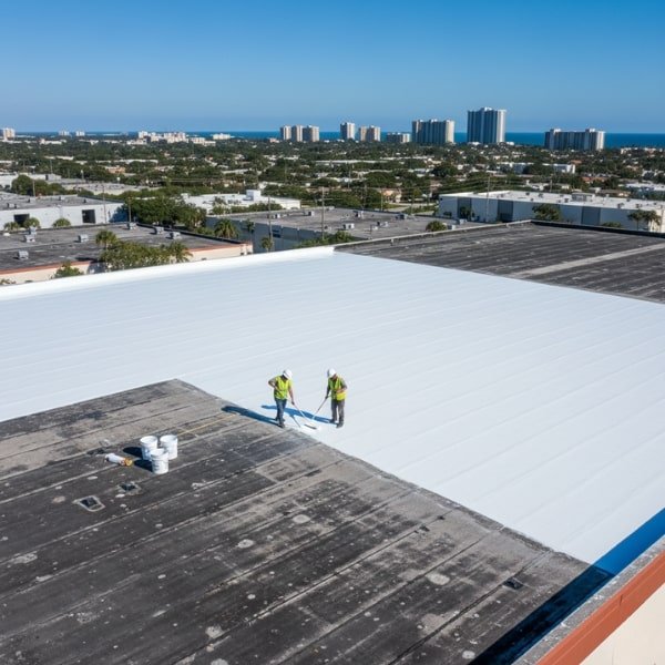 Application of Silicone Coating on Large Section of Roof