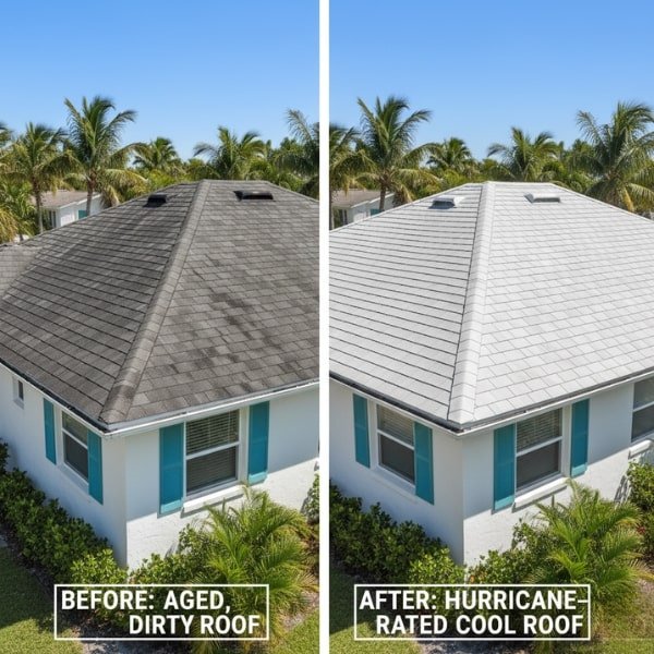 Boca Raton Residential Roof Replacement - Before & After Comparison
