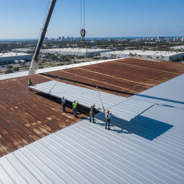 Installation in Progress - Standing Seam Panel Installation