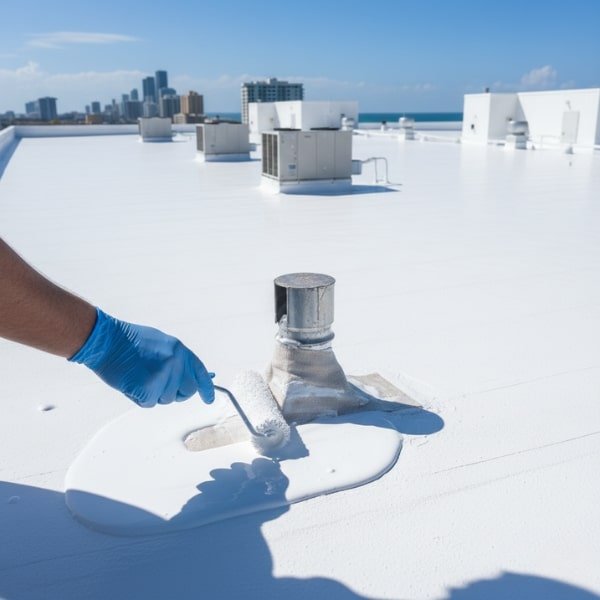 Miami Beach Hotel Roof Waterproofing Seamless Silicone Restoration Case Study Image 1