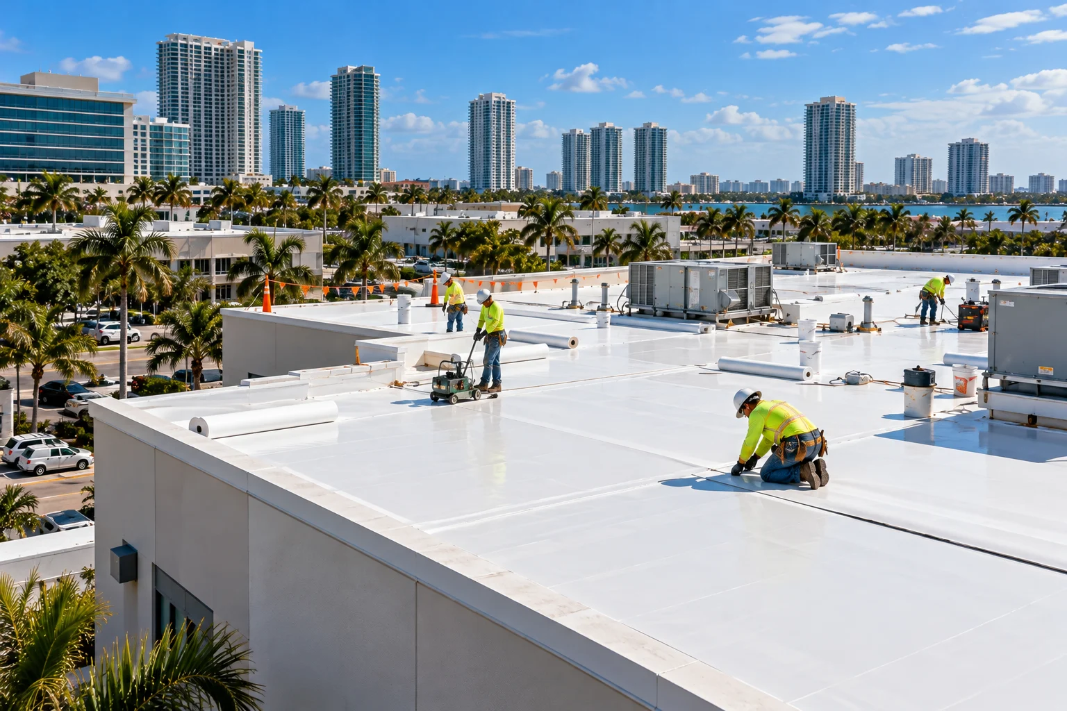 Miami Commercial Flat Roof TPO Installation