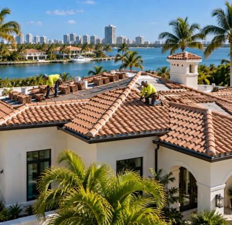 Miami Luxury Villa Tile Roof Installation