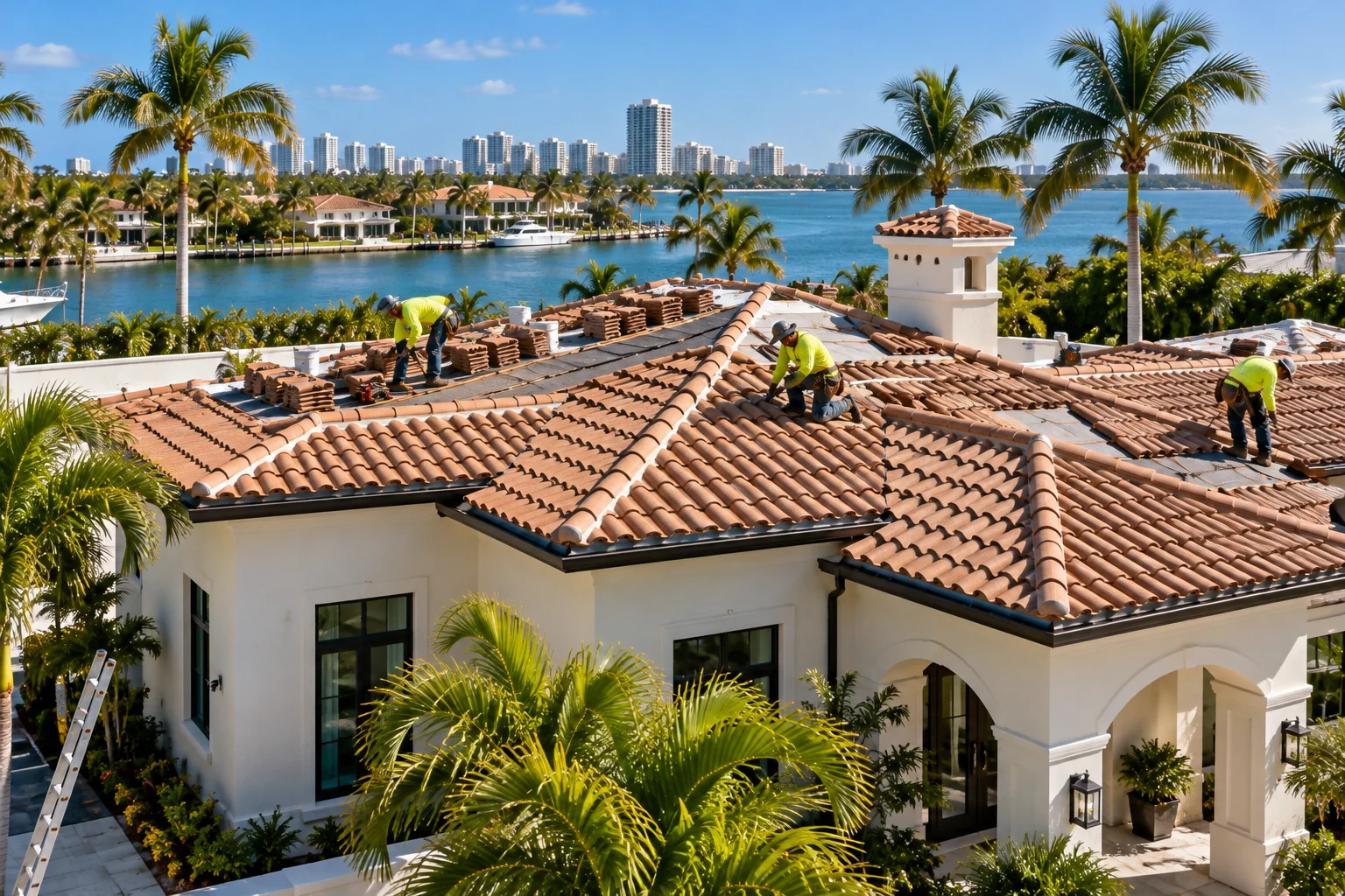 Miami Luxury Villa Tile Roof Installation