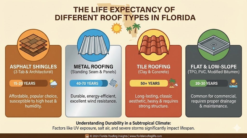 The Life Expectancy of Different Roof Types in Florida