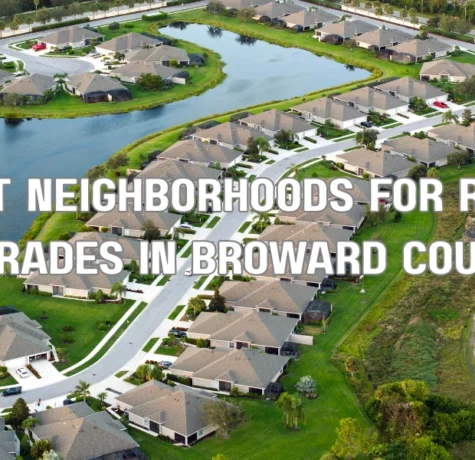 Suburban neighborhood homes in Broward County Florida showing residential roofs