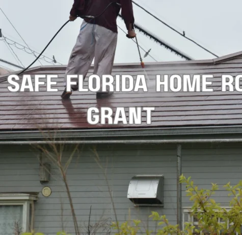 Inspector checking a residential roof for the My Safe Florida Home roof grant program