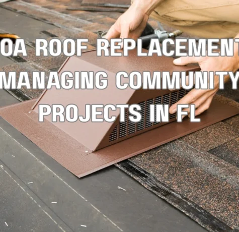 HOA board members and property managers discussing roof replacement project in a Florida residential community