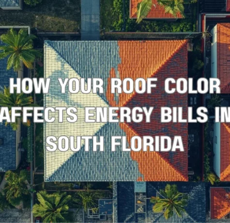 A composite illustration highlighting South Florida local utility rebates (FPL), federal tax credits, and actual monthly energy bill savings for homeowners with cool roofs.