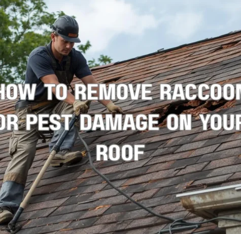 A professional New Yorker style illustration showing a clean residential roof with trimmed trees and clear gutters to prevent pest access and water buildup.