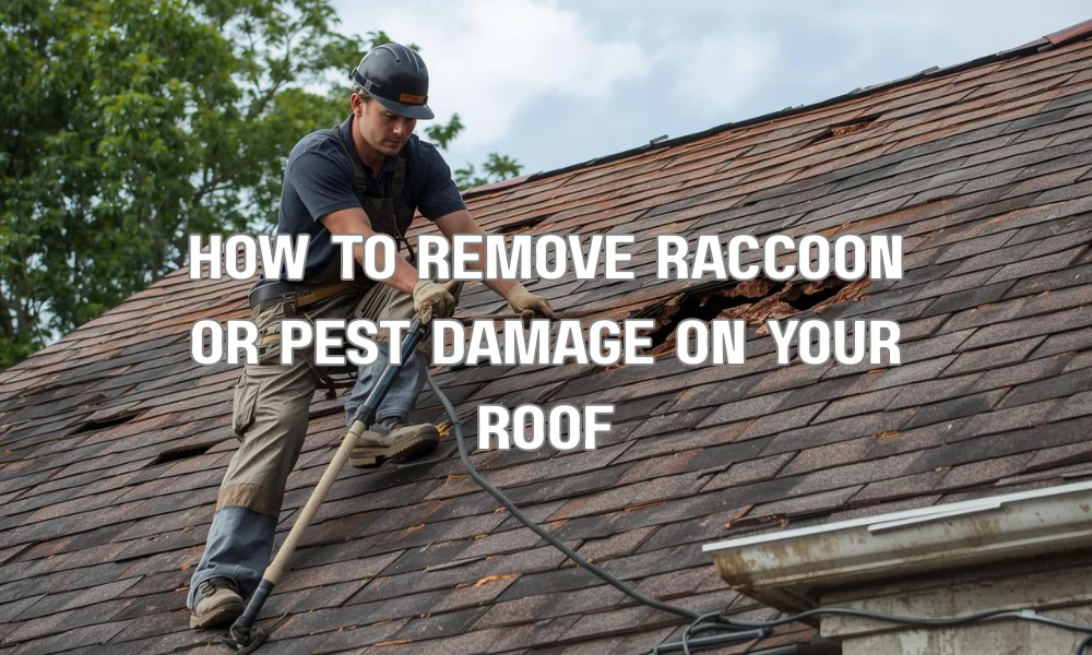A professional New Yorker style illustration showing a clean residential roof with trimmed trees and clear gutters to prevent pest access and water buildup.