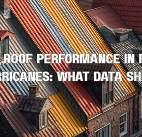 An infographic chart comparing the wind resistance performance of metal roofing against traditional asphalt shingles during Florida hurricanes, based on performance data.