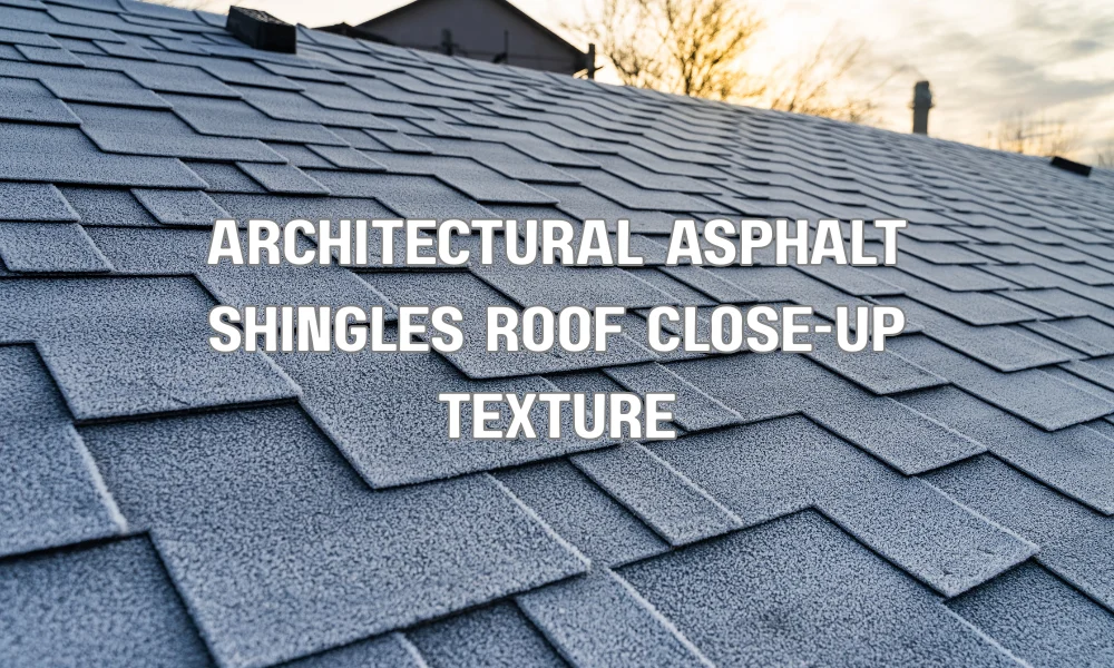 Close-up of architectural asphalt shingles showing thick layered design and granules for durability and wind resistance in hot climates