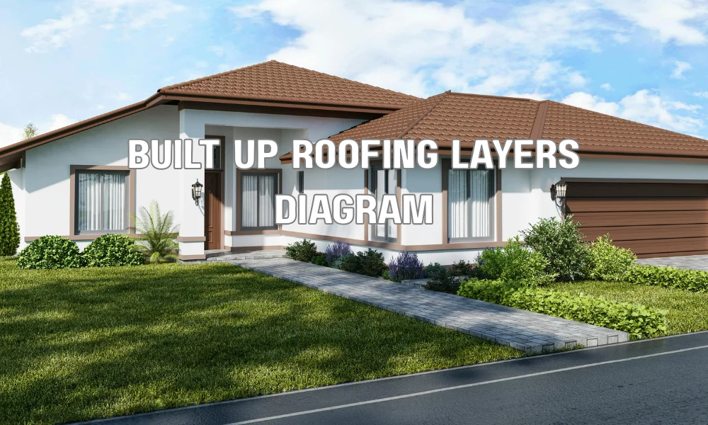 Diagram showing layered built-up roofing (BUR) system compared to single-ply roofing membrane