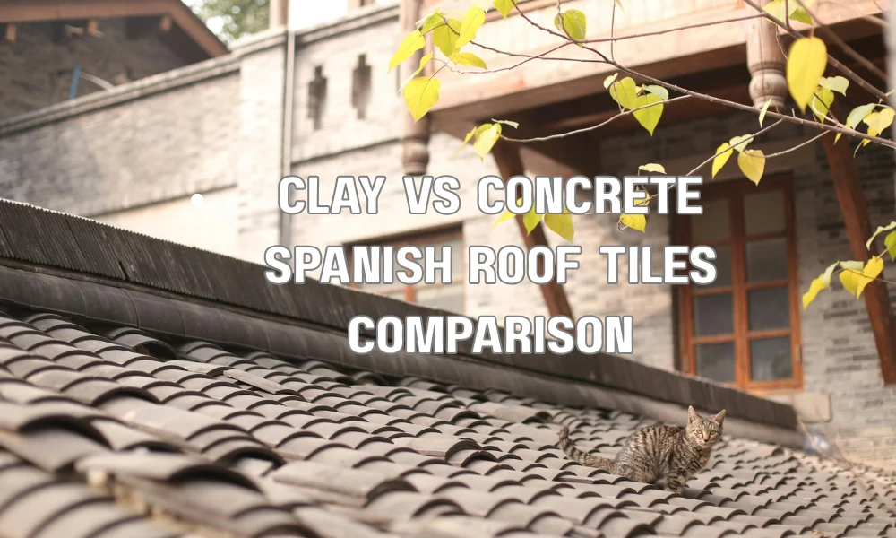 Clay and concrete Spanish roof tiles showing differences in texture, weight, and color profiles