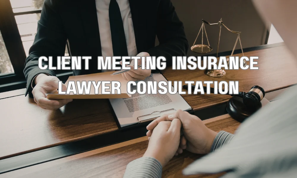 Client consulting an insurance dispute lawyer about a denied insurance claim