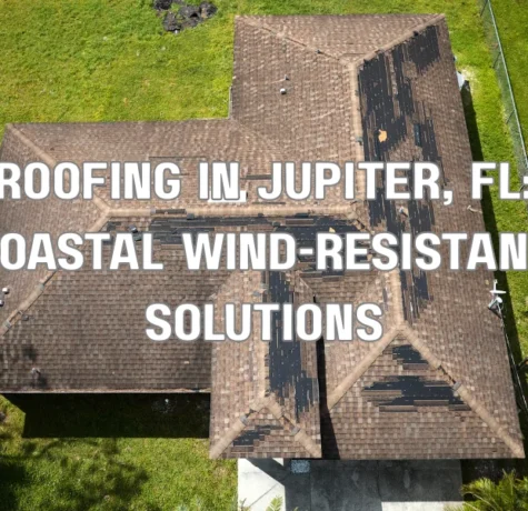 Wind-resistant metal roofing on a coastal home in Jupiter, Florida designed to withstand hurricanes and strong ocean winds