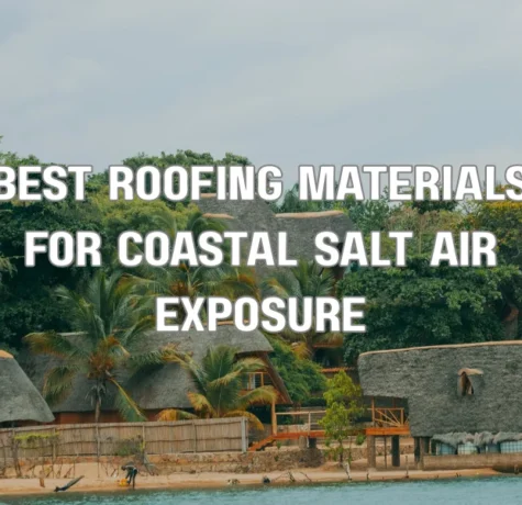 House with a corrosion-resistant metal roof near the ocean designed to withstand coastal salt air exposure