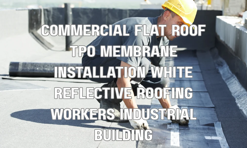 Workers installing TPO single-ply membrane on a commercial flat roof for cold storage facility in Florida
