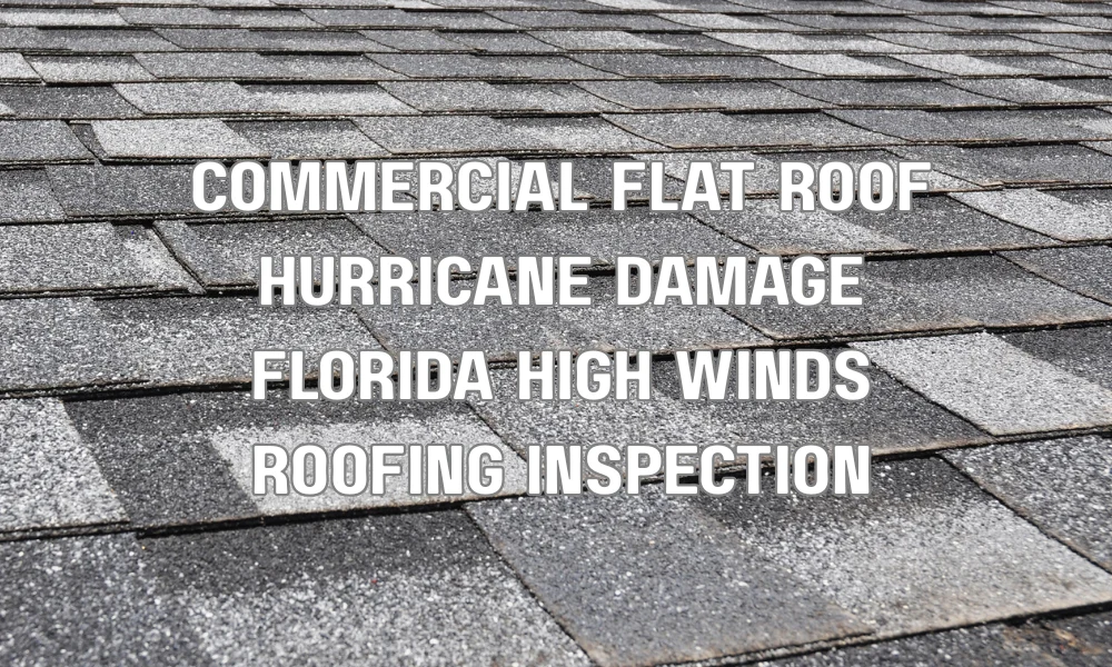 Commercial flat roof in Florida showing damage from hurricane winds and weather exposure