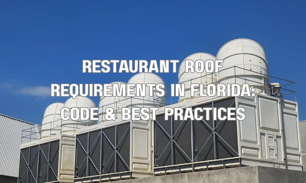 Commercial restaurant rooftop with HVAC units showing typical roof setup required by Florida building codes