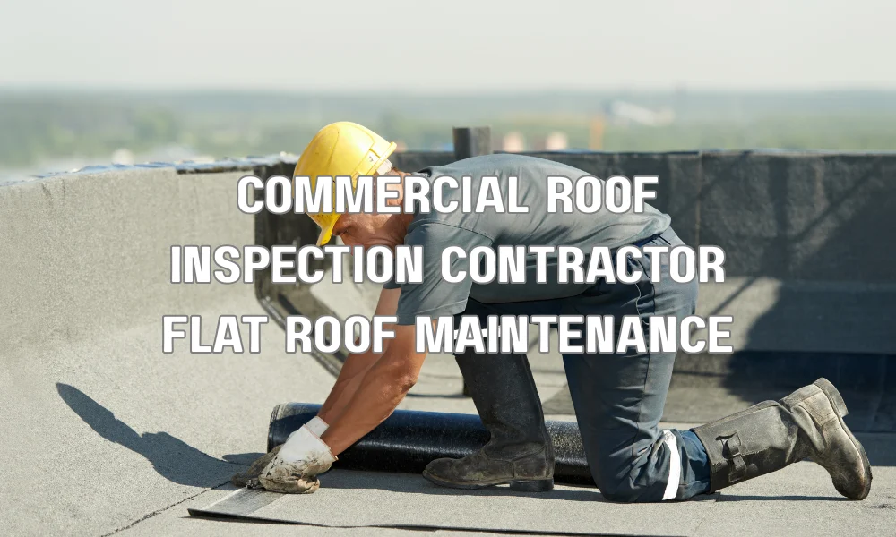 Contractor performing routine inspection and maintenance on a commercial flat roof to preserve warranty coverage