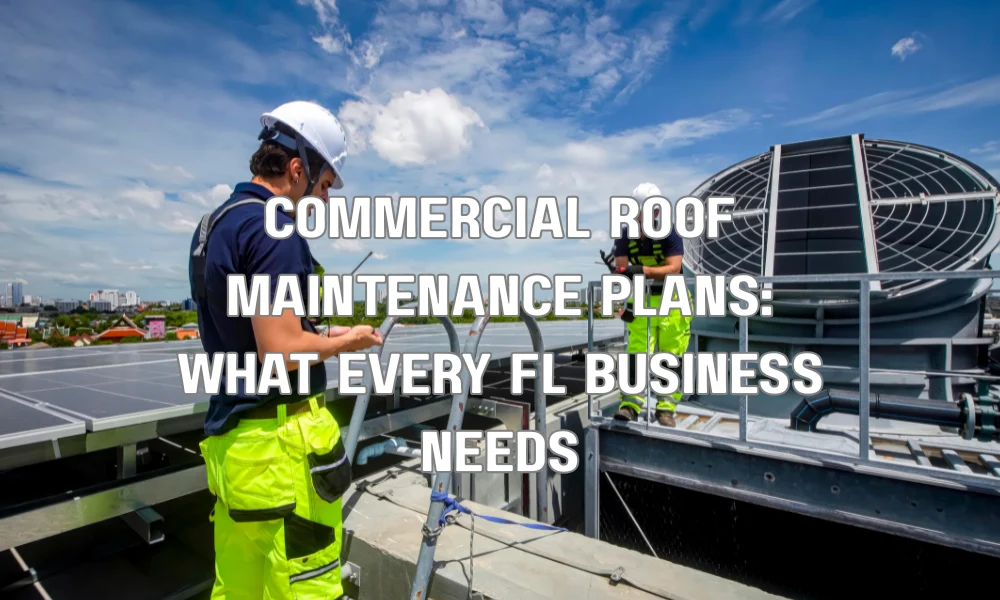 Technician performing maintenance inspection on a commercial flat roof