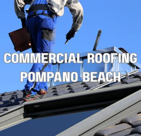 Commercial roofing contractors installing a flat roof on a building in Pompano Beach Florida