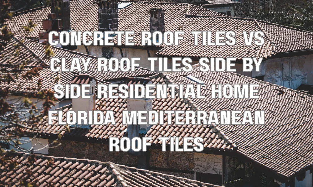 Comparison of concrete and clay roof tiles on residential homes in Florida showing different styles and colors