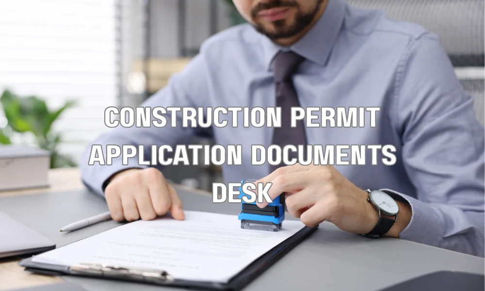 Contractor reviewing roofing permit application documents and construction plans before submission in Fort Lauderdale.