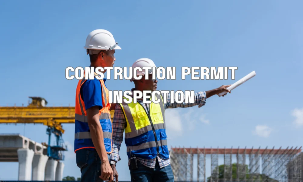 construction inspector reviewing building permit documents before scheduling site inspection