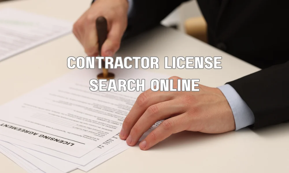 Searching for a contractor license using a license number, business name, or last name in an online database