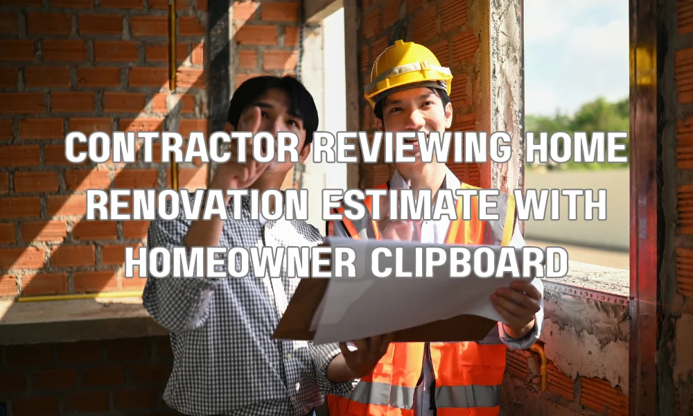 Contractor reviewing a written home renovation estimate and project details with homeowner