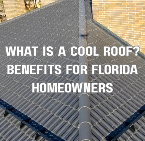 Cool reflective roof on a residential home reflecting sunlight to reduce heat and improve energy efficiency