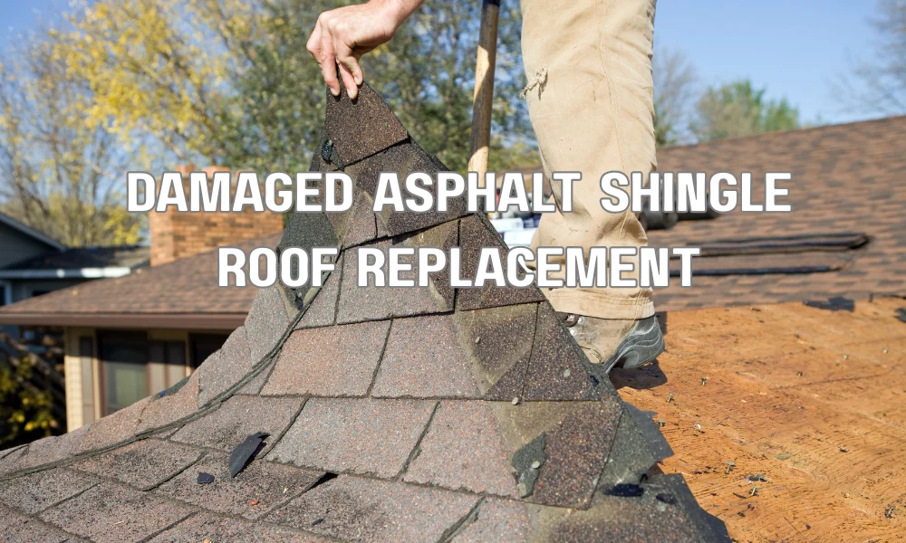 Worn asphalt shingle roof with visible damage and granule loss indicating the need for full roof replacement