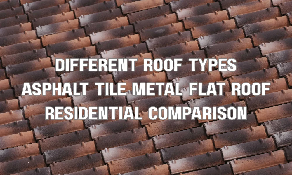 Different roofing types including asphalt shingles, tile, metal, and flat roofing used for repairs in Davie Florida