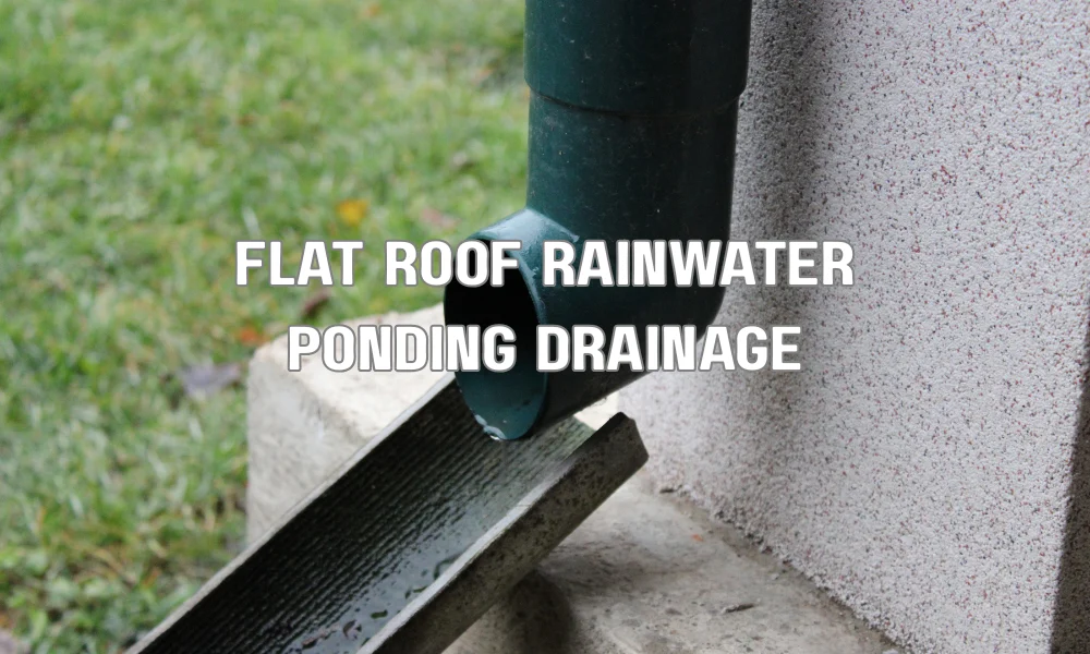 Rainwater ponding on a flat roof with roof drain showing the impact of heavy rain loads