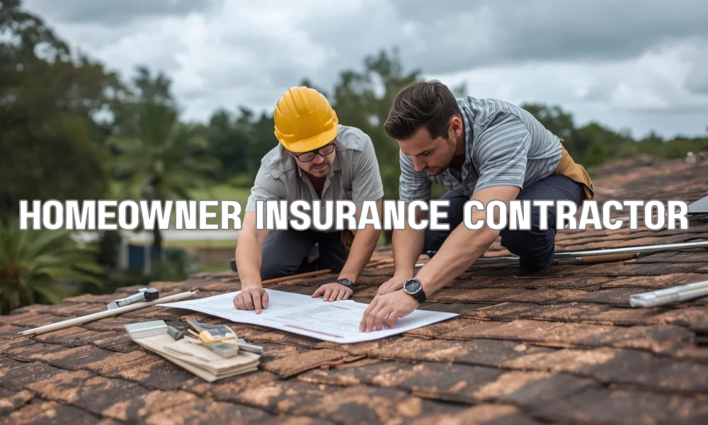 A Florida homeowner and a professional roofing contractor reviewing a roof insurance claim, pointing at complex deductible and RCV/ACV clauses, after a storm.