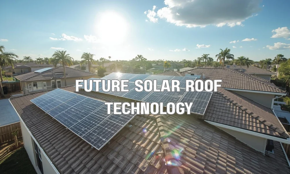 A conceptual visualization of future solar technology including perovskite cells, transparent solar windows, and integrated battery storage in a modern home.