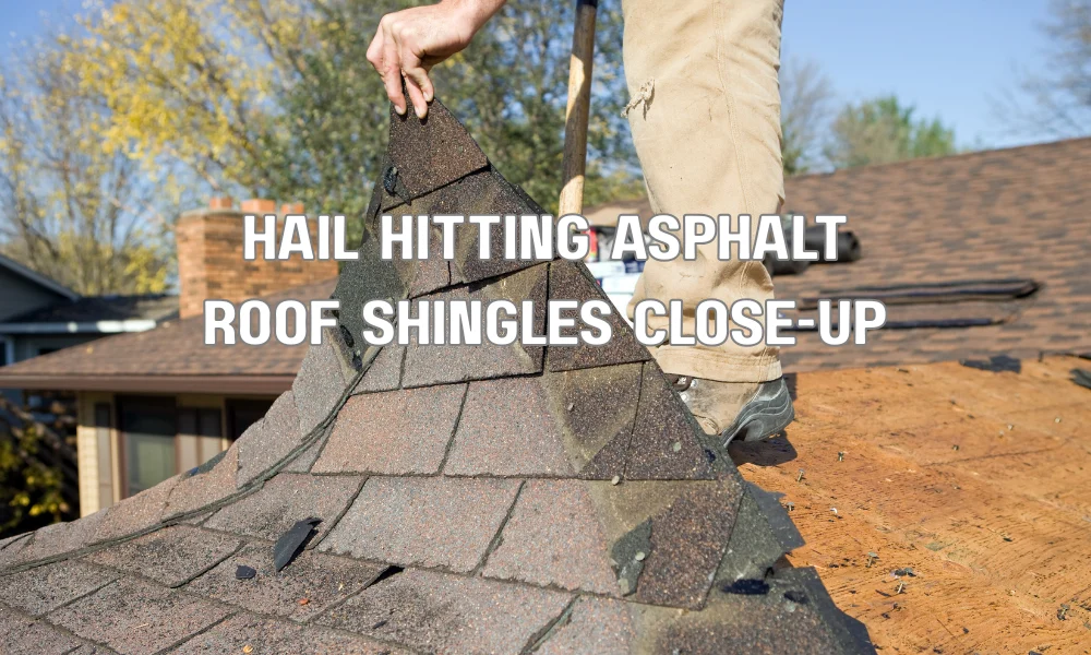 Close-up of impact-resistant asphalt roof shingles designed to withstand hail and severe weather