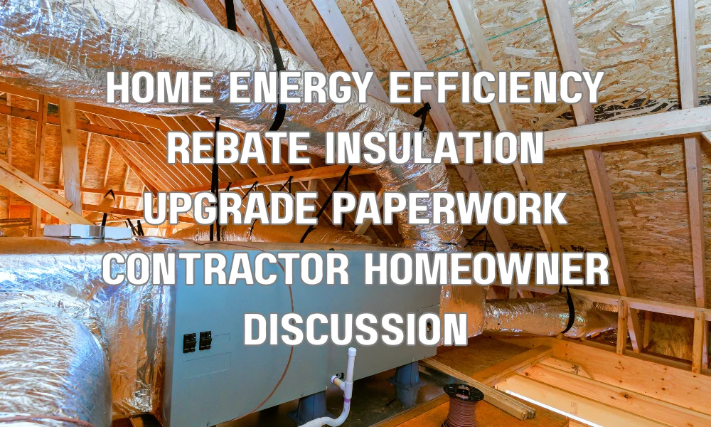 Homeowner discussing insulation rebates and energy efficiency tax credits with a contractor