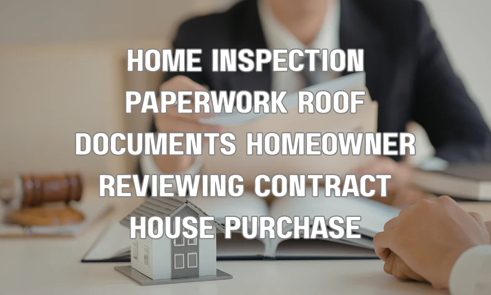 Homebuyer reviewing roof warranty documents and paperwork during property purchase process