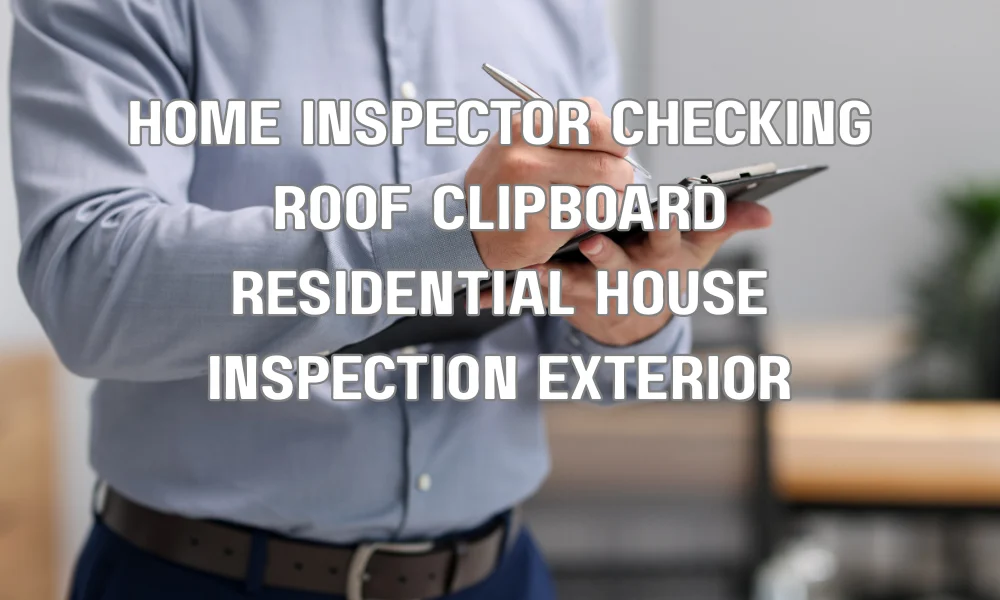 home inspector checking roof clipboard residential house inspection exterior