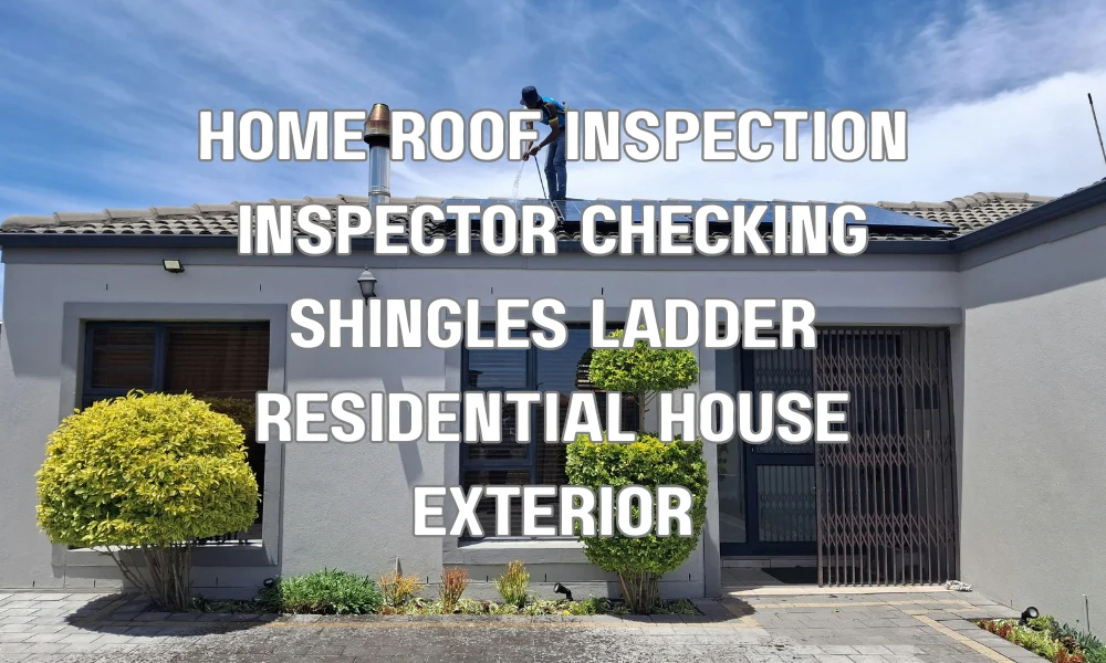 Home inspector examining roof shingles during a 4-point inspection in Florida