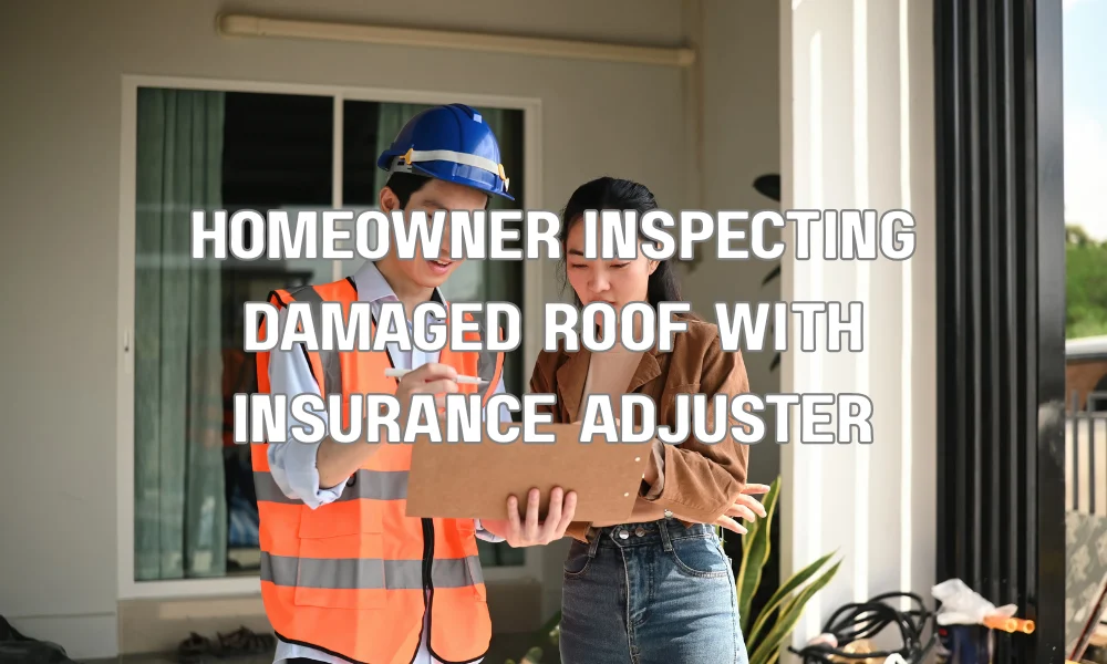 Homeowner and insurance adjuster inspecting roof damage for a Florida insurance claim