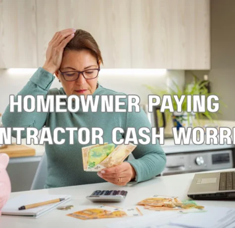 Homeowner handing money to roofer before roof repair project starts