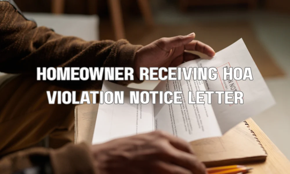 Homeowner reading an HOA violation notice about non-compliant roofing