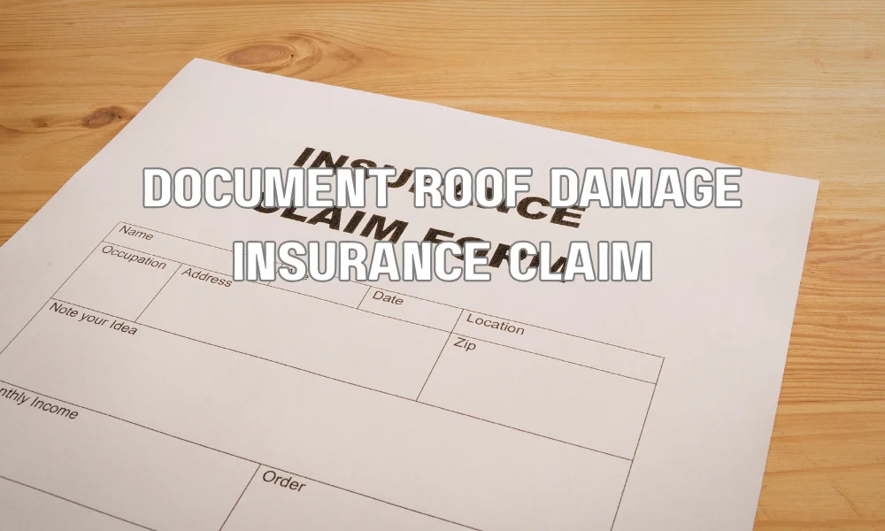 Homeowner documenting roof damage with a camera for an insurance claim