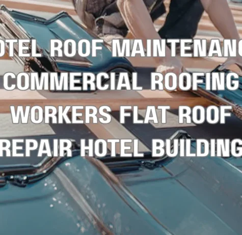 Commercial roofing contractors performing maintenance on a hotel roof in Fort Lauderdale