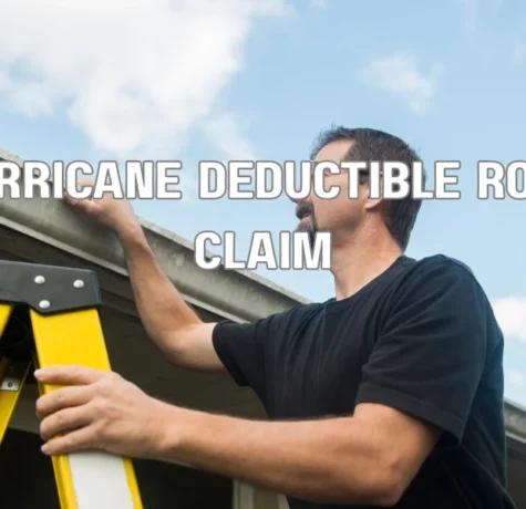 Insurance inspector assessing hurricane damage on a residential roof for a deductible roof claim
