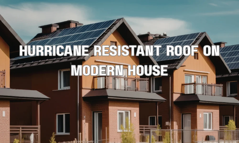 FBC-compliant hurricane-resistant roof protecting a modern home from severe storm winds